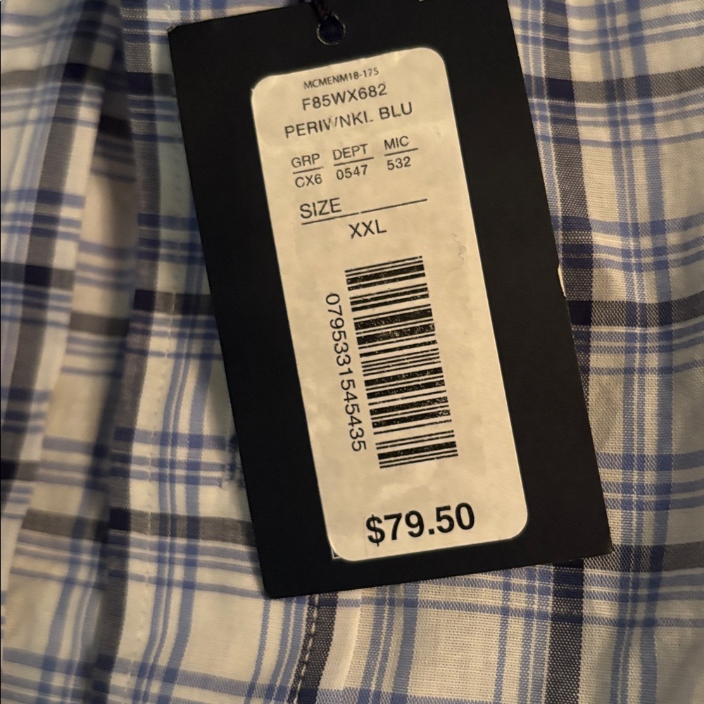 Cremieux Men's Light Blue and White Plaid Button-Down Shirt - Picture 2 of 7
